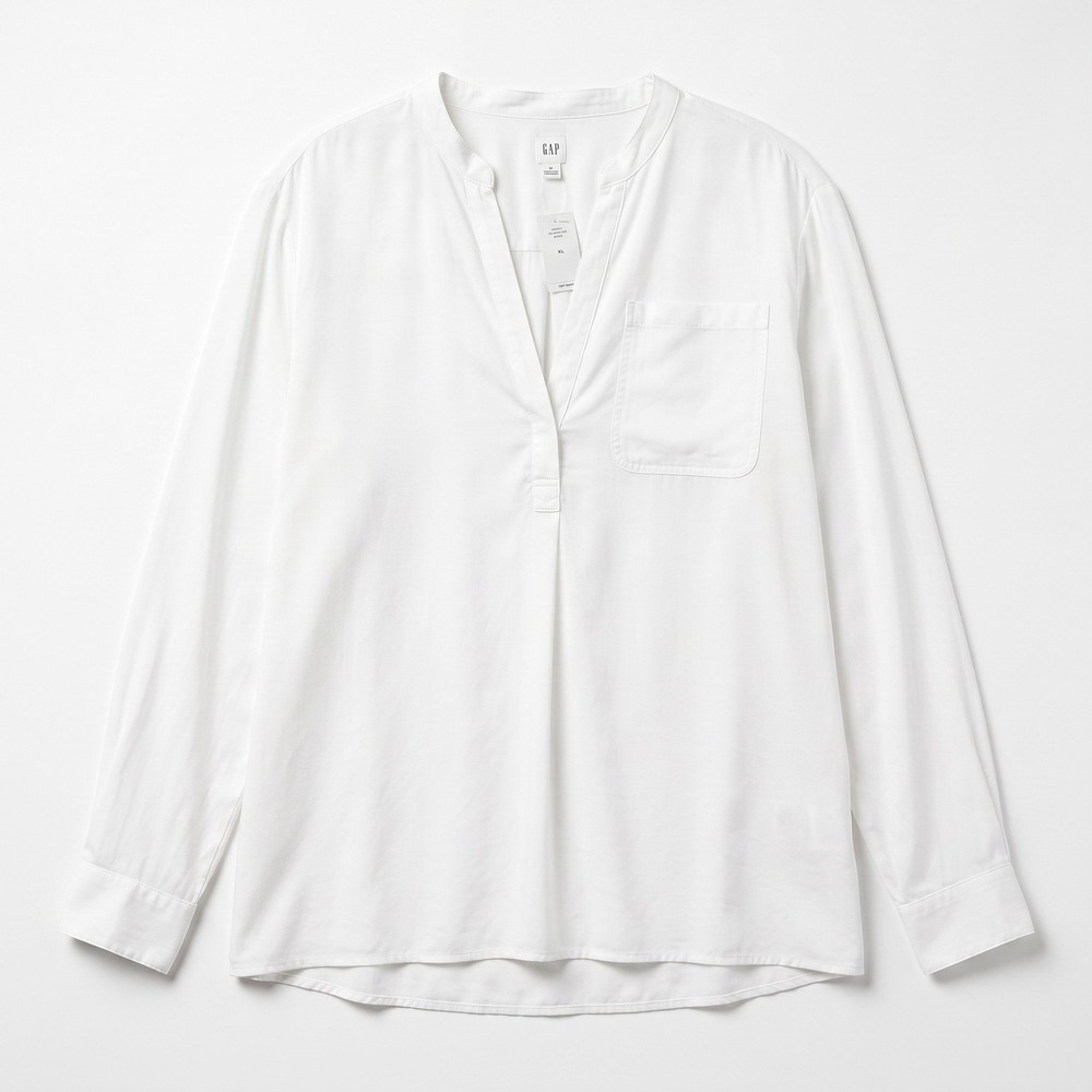 GAP XXL White Womens Lyocell V-Neck Pocket Blouse Top Casual Boho